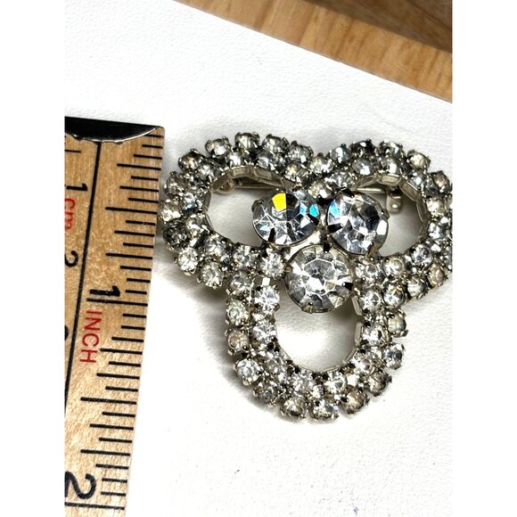 Vintage Rhinestone Silver-Tone Brooch Pin - Picture 4 of 7